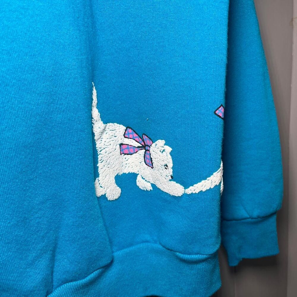 Vintage 90s Kitty Cat Kittens Granny Wrap Around Collared Sweatshirt Large - Picture 6 of 7